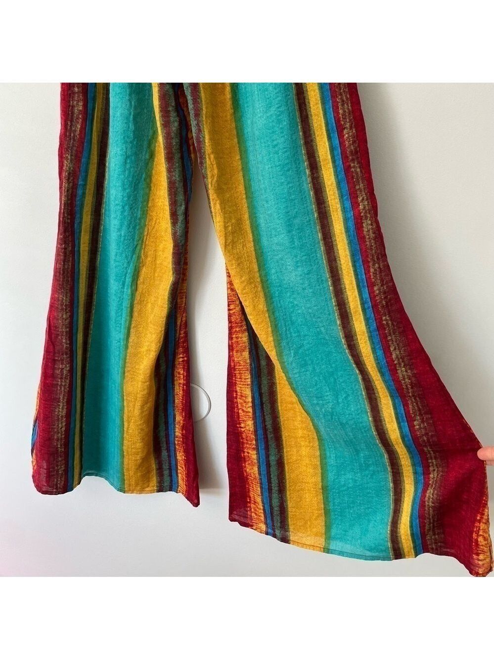 Cider Colourful Wide Leg Pants Womens XS Multicolour Stripe Boho Funky Summer